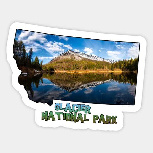 Montana State Outline (Glacier National Park) Sticker by gorff